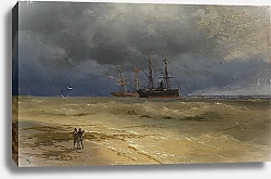 Постер Айвазовский Иван Два корабля, стоящие на якоре у берега
