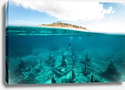 Постер Подводные статуи, остров Лембонган, Индонезия