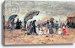 Постер Буден Эжен (Eugene Boudin) Parasols on the Beach, Trouville, 1886
