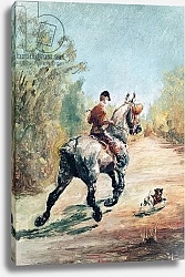 Постер Тулуз-Лотрек Анри (Henri Toulouse-Lautrec) Trotting Horseman with a Little Dog, 1879
