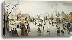 Постер Аверкамп Хендрик Катание на коньках в деревне (1610)