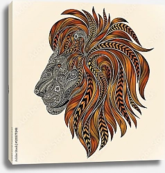 Постер Векторный лев с огненной красной гривой