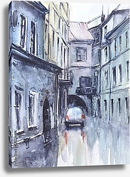 Постер Улица старого города в дождливый день