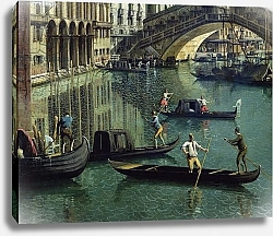 Постер Каналетто (Giovanni Antonio Canal) Gondoliers near the Rialto Bridge, Venice