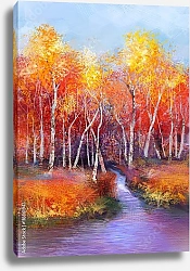 Постер Осенний березовый лес