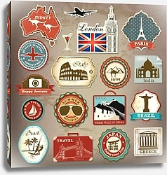 Постер Символы путешествий. В ретро стиле