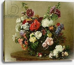 Постер Фантен-Латур Анри French Roses and Peonies, 1881
