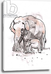 Постер Хужа Файзал (совр) Elephant and Calf, 2014,