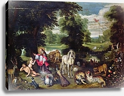 Постер Брейгель Ян Старший Adam and Eve with God in the Garden of Eden and the story of the Fall