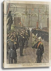 Постер Бельтрам Ахилл La solenne cerimonia del giuramento dei cadetti di marina, nella gran sala del palazzo di Peterhoff, a Pietroburgo
