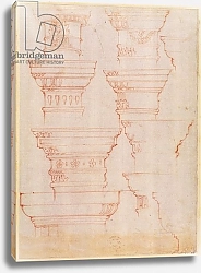 Постер Микеланджело (Michelangelo Buonarroti) W.18v Study of column capitals
