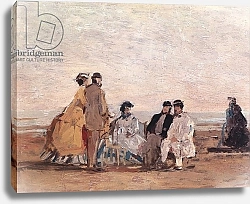 Постер Буден Эжен (Eugene Boudin) On the Beach at Trouville, c.1865