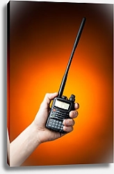 Постер Рация радио в руке на оранжевом фоне