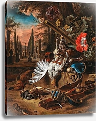 Постер Виникс Ян Partridges, songbirds, a duck, a gun and a quailwistle in a parkland landscape