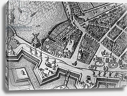 Постер Школа: Немецкая 17в Map of Hamburg showing its first Opera House, 1690