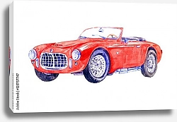 Постер Рисунок красного ретро спортивного автомобиля