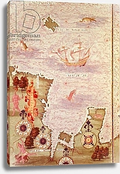 Постер Тестю Гульем (карты) Fol.31v Map of Australia and Magellan Island from 'Cosmographie Universelle', 1555