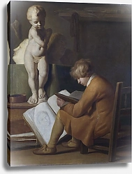 Постер Неизвестен Сидящий и рисующий мальчик