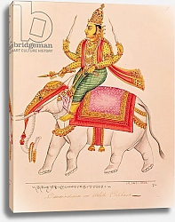 Постер Школа: Индийская 19в. Indra, God of Storms, riding on an elephant, 1820-25