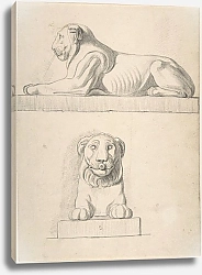 Постер Хардвик Classical Sculpture of a Lion, Front and Side Views
