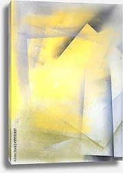 Постер Серо-жёлтая абстракция с квадратами