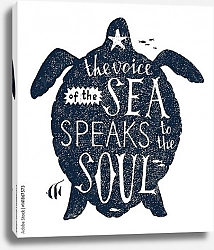 Постер Надпись в силуэте черепахи the voice of the sea speaks to the soul