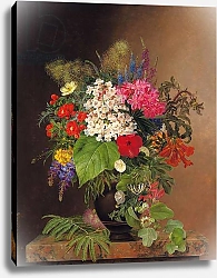 Постер Дженсен Йоханн Convulvulus, lupins, speedwell and fuschia in a vase, 1833