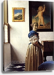 Постер Вермеер Ян (Jan Vermeer) Дама, стоящая у спинета