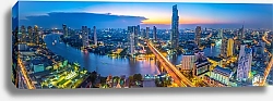 Постер Изгиб реки в Бангкоке, вечерняя панорама