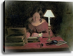 Постер Хант Уильям Girl Writing by Lamplight, c.1850