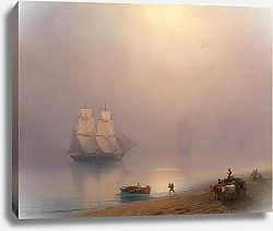 Постер Айвазовский Иван Погрузка корабля тихим туманным утром