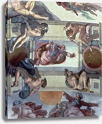 Постер Микеланджело (Michelangelo Buonarroti) Sistine Chapel Ceiling: The Separation of the Waters from the Earth, 1511-12