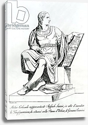 Постер Школа: Итальянская Drawing of a statue by Giovanni Ceccarini of Raffaello Sanzio da Urbino
