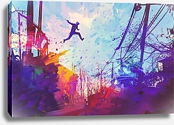 Постер Прыжок с городской крыши