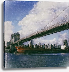 Постер Корабль под Бруклинским мостом