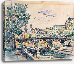 Постер Синьяк Поль (Paul Signac) Bank of the Seine near the Pont des Arts, with a view of the Louvre
