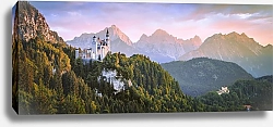 Постер Горная панорама с замком, Бавария