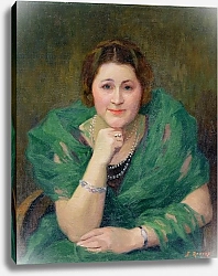 Постер Рену Жюль Portrait of a Russian Woman with a Green Scarf