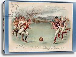 Постер Школа: Английская 19в. Christmas postcard of a football match, 1892