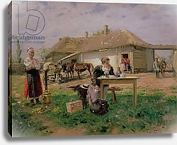 Постер Маковский Владимир Arrival of a School Mistress in the Countryside, 1897