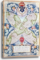 Постер Тестю Гульем (карты) Fol.7v Map of the North Pole, from 'Cosmographie Universelle', 1555