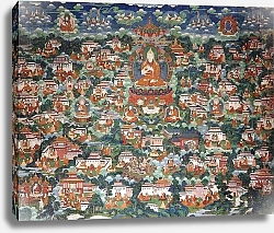 Постер Школа: Китайская 18в. Tsong-Kha-Pa, seated on a lotus, surrounded by various disciples