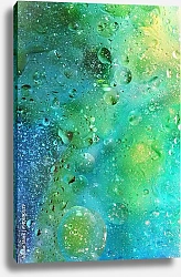 Постер Капли воды на зеленом фоне