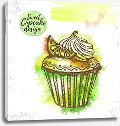 Постер Эскиз акварельного лимонного кекса