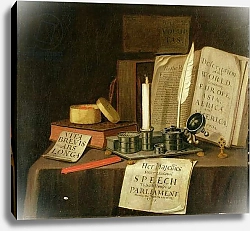 Постер Кольер Эварт A Trompe L'Oeil With A Pewter Ink Stand, Books And Papers, 1702