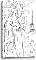 Постер Париж в Ч/Б рисунках #35