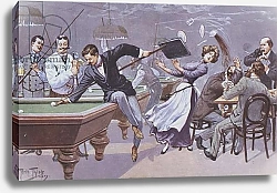 Постер Comical  scene in a billiards hall 1