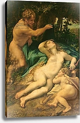 Постер Корреджо (Correggio) Venus, Satyr and Cupid, 1528