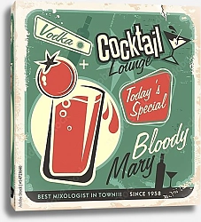 Постер Ретро плакат с коктейлем кровавая мэри