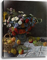 Постер Моне Клод (Claude Monet) Still Life with Flowers and Fruit, 1869